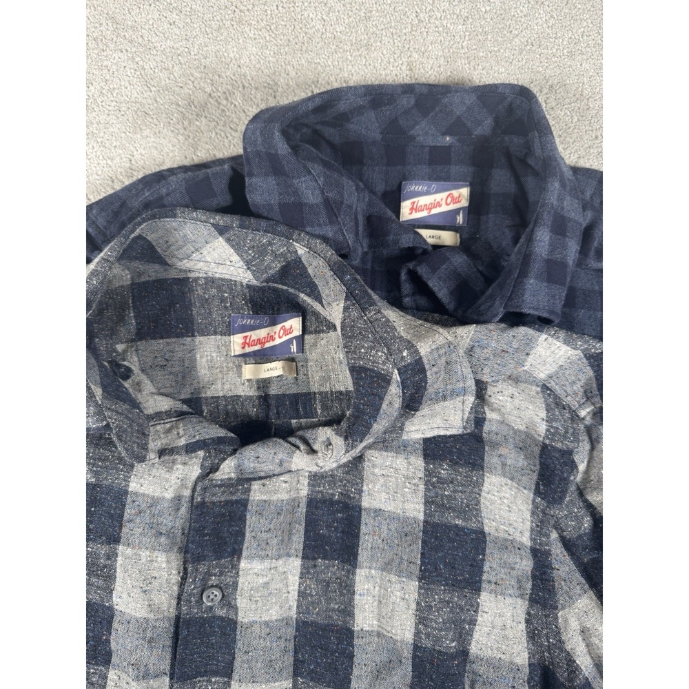 Johnnie-O Hangin-out Flannel Shirt Midweight Button Up Pocket Long Sleeve‎ Lot 2